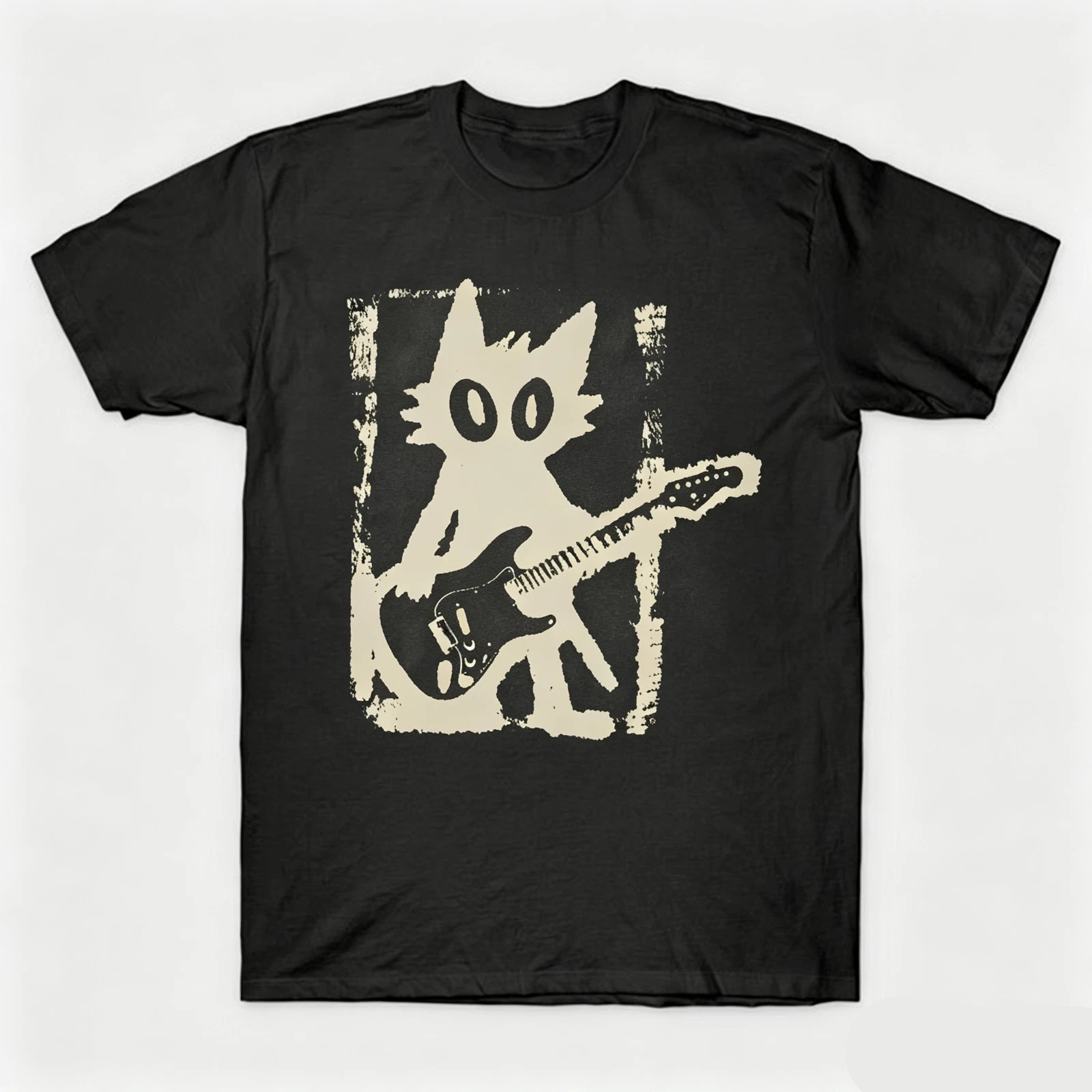 Vintage Punk Guitar Rock Cat Y2K Music Lover Gift T-Shirt