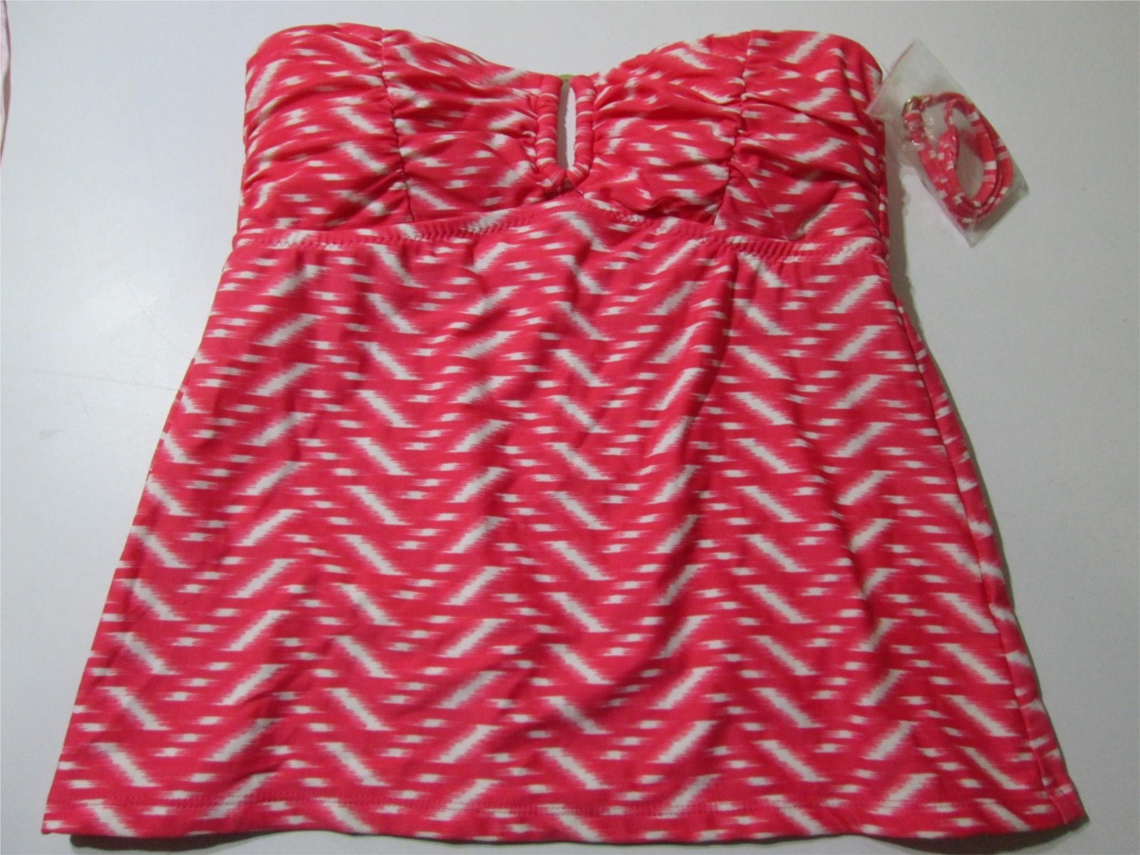 NWT Mossimo Womens Size S Tankini Red Wireless Lined Halter Removable Pads