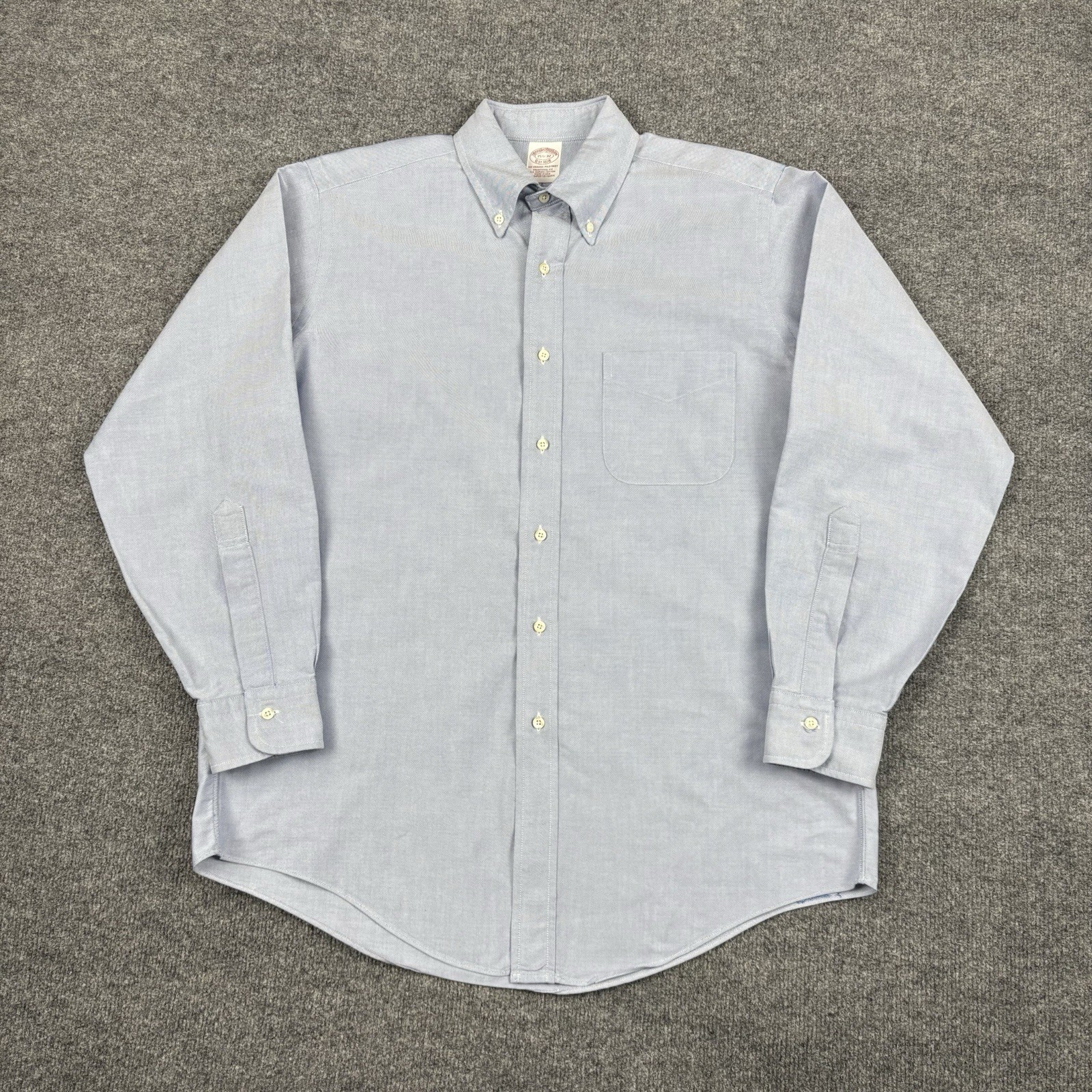 Vintage Brooks Brothers Shirt Mens 15.5 Blue Long Sleeve Supima Button Down USA