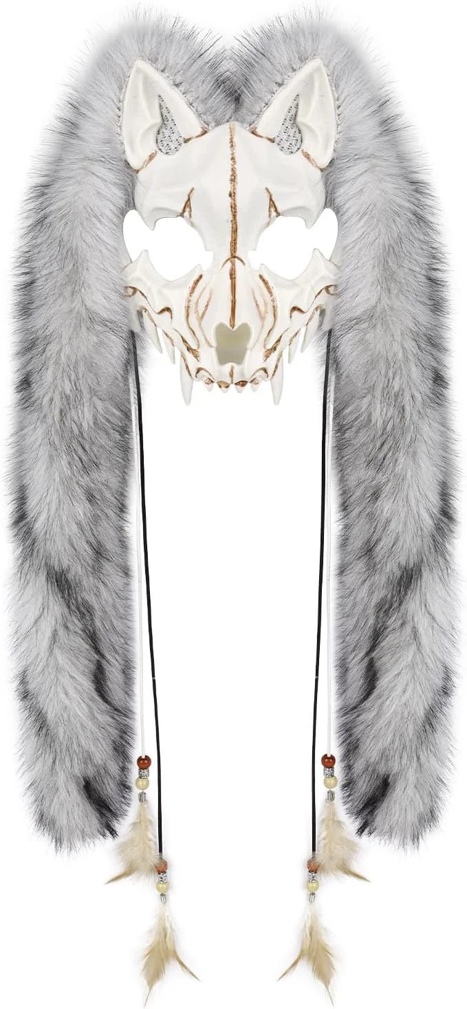 Holiberty Animal Head Wolf Mask Furry Viking Headpiece Warrior Werewolf Hallowee