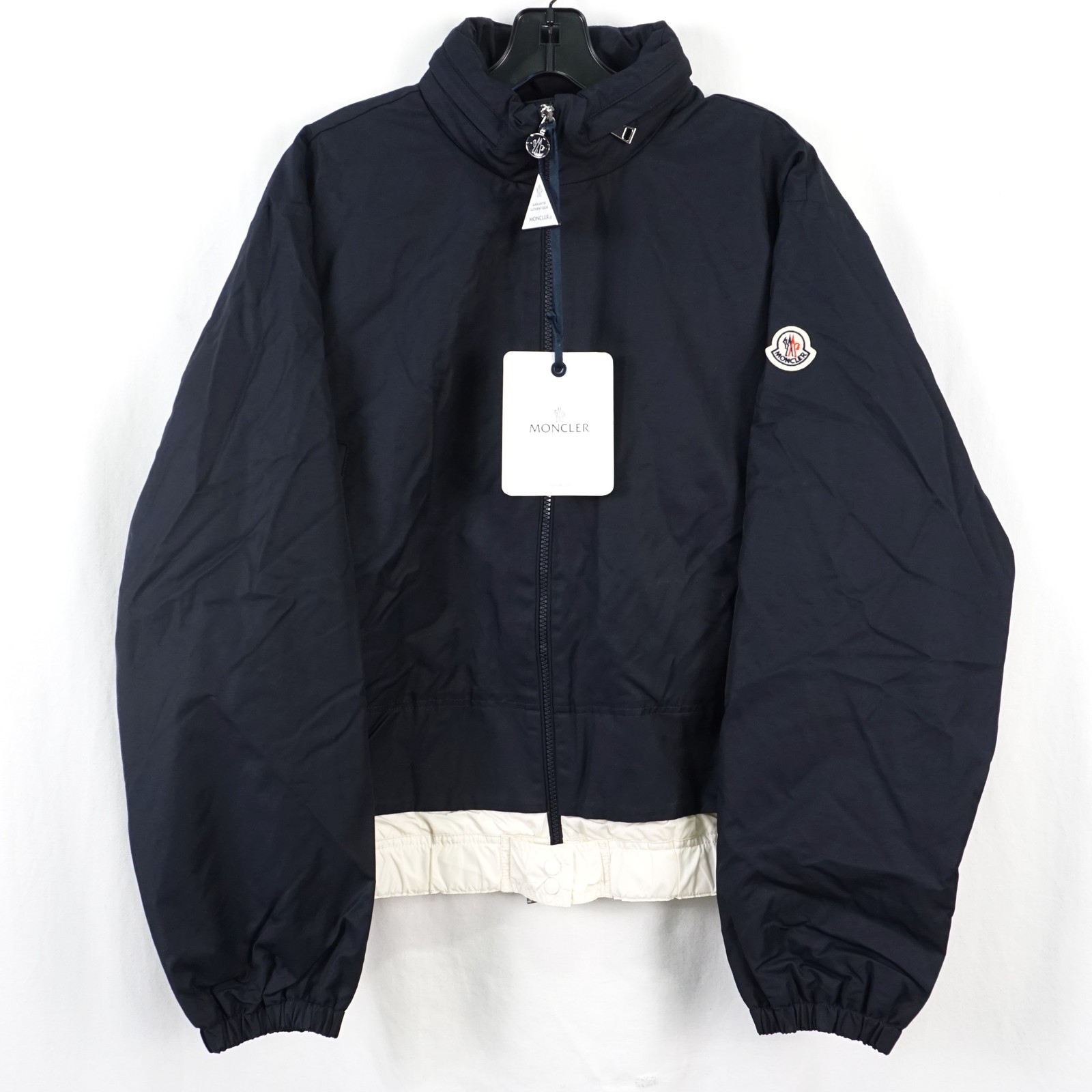 Moncler Janze Layered Twill Zip-Up Jacket In Navy Blue - Women\'s Brand Size 4