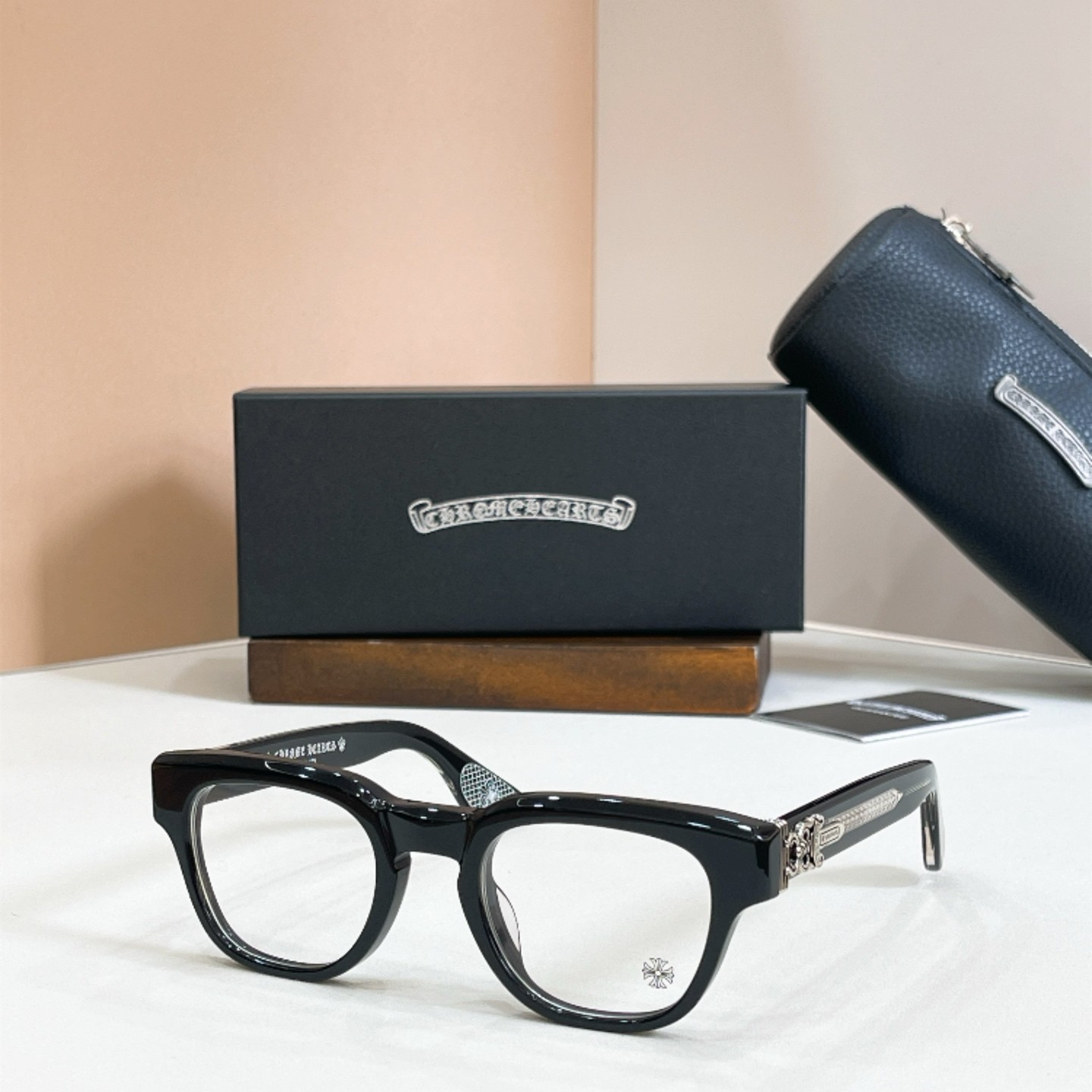 Chrome Hearts CUNTVOLUTED Square Eyeglasses Black Silver 49-23-147 With New Case