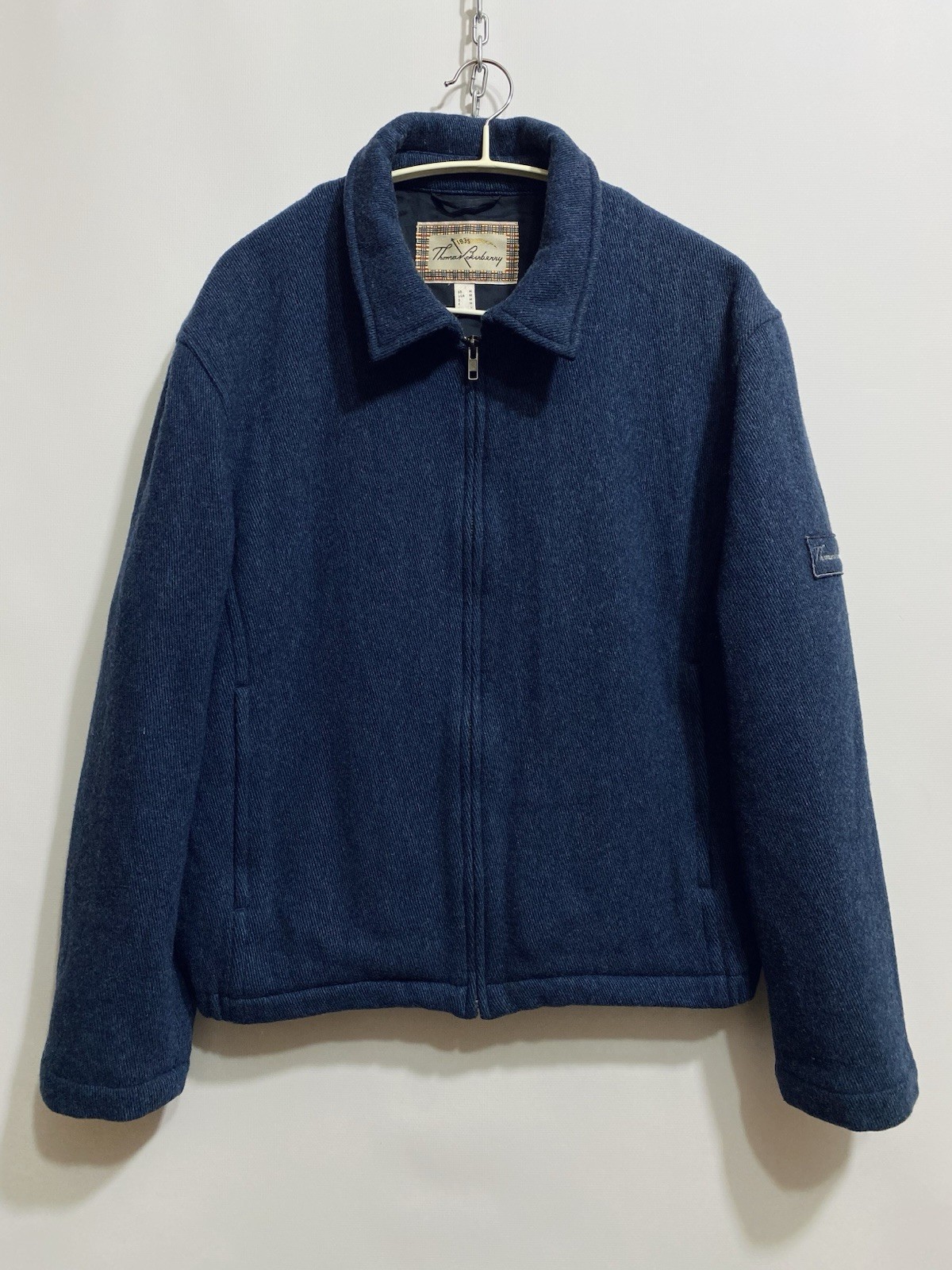 Vintage Thomas Burberry Wool Jacket Men’s M Navy Blue Full Zip Harrington