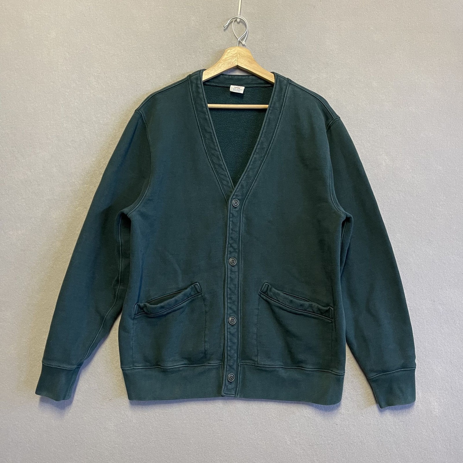 J.Crew Sportswear Heritage Mens Green Reimagined Button-Up Cardigan Sweater L