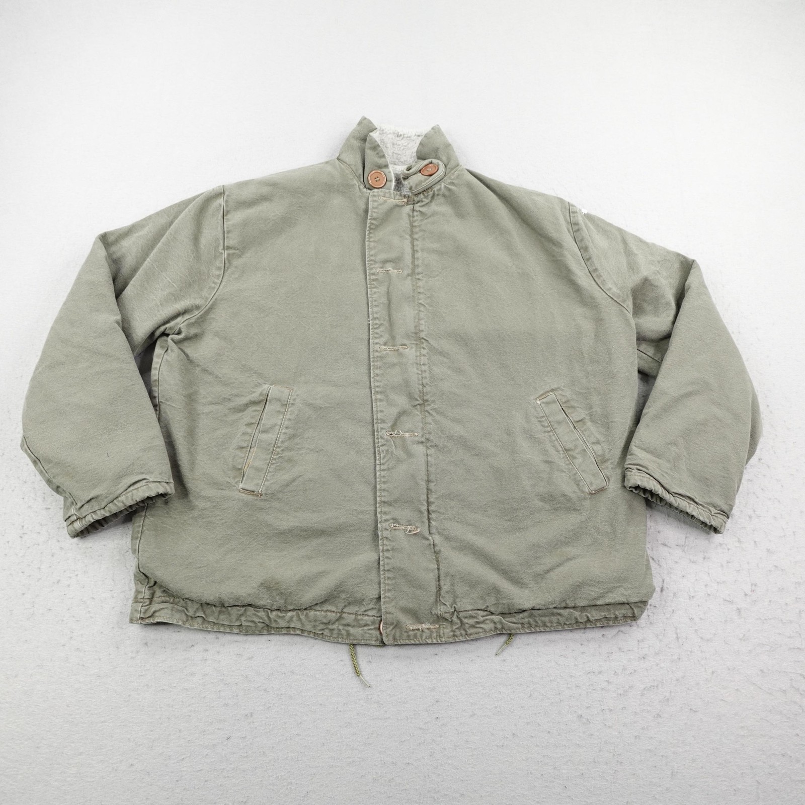 Vintage PIA Prison Industries Jacket Mens 48 Green Sherpa Lined Deck Coat USA