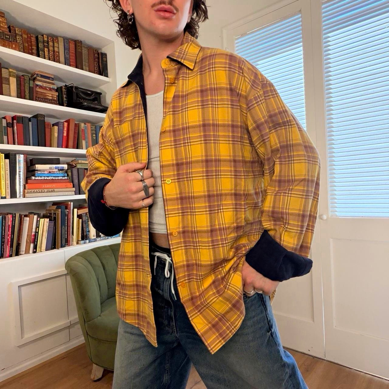 New with Tag - Balenciaga Reversible Plaid Flannel Button-Up Shacket
