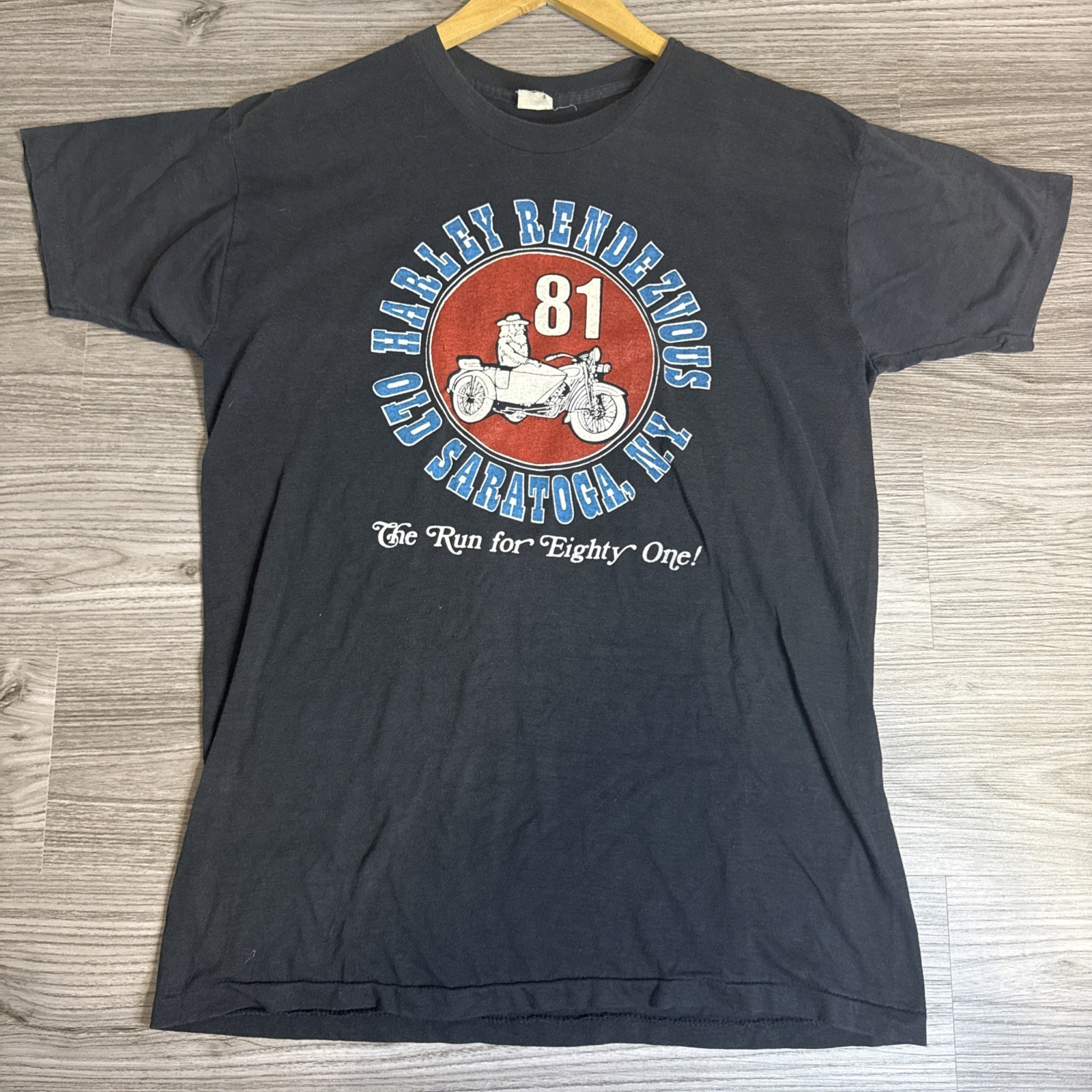 Vintage 80s Hells Angels New York Harley Ride Event Paper Thin Size XL Faded