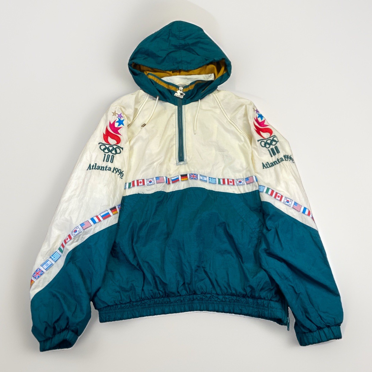 Vintage Starter Jacket Mens L 1996 Atlanta Olympic Games Windbreaker Anorak 90s