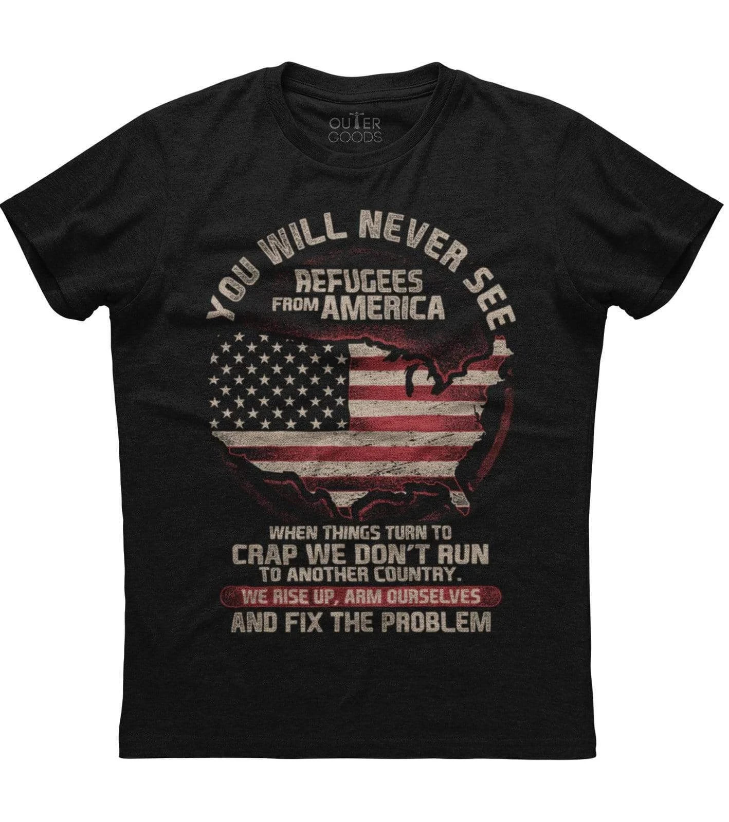 You Will Never See, Flag Printed Men\'s New Patriotic Trending Black T-shirt