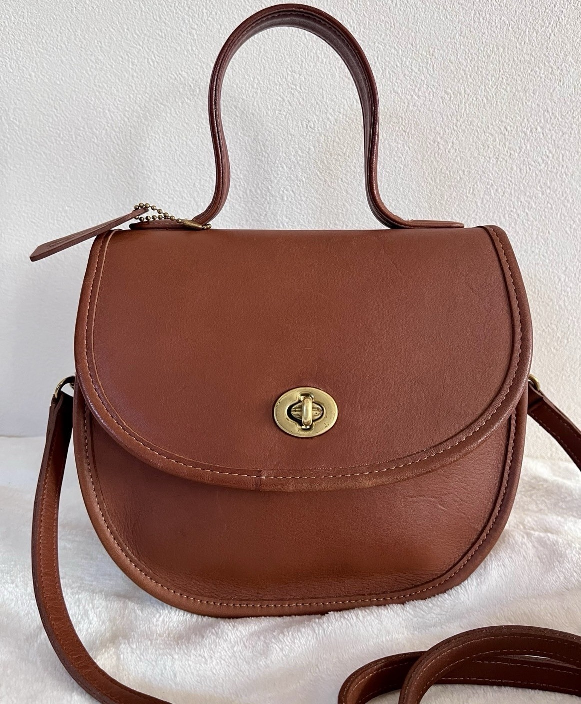 EUC Vintage Coach 9957 British Tan Bella Court Top Handle Crossbody Bag Made USA