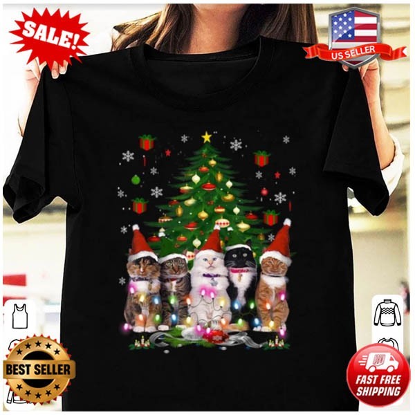 Cat Christmas Funny Shirt Meowy Christmas Tree Cat T-Shirt