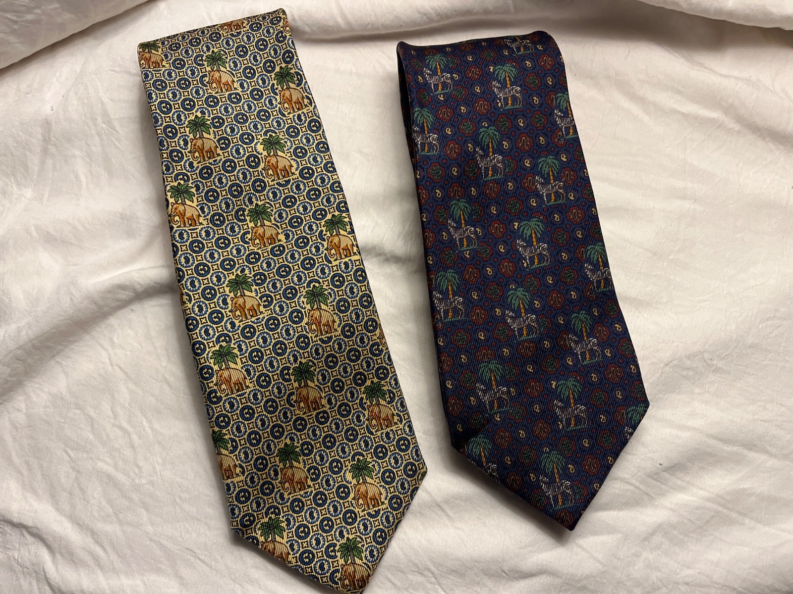 Vintage Holland and Holland handmade silk ties. “Big Game Safari” print