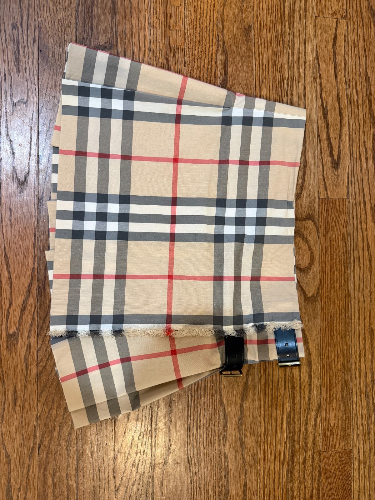 Burberry London Nova Check Mini Kilt Skirt Made Scotland Leather Buckles US 8