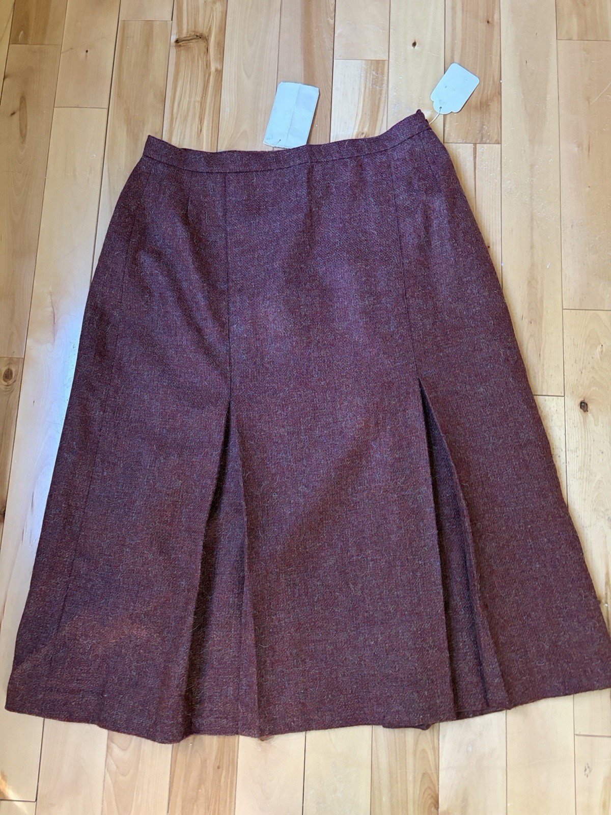 NWT L.L.Bean Women\'s 18 Red Tweed Wool Mohair A-Line Pleated Lined Skirt 4560VTG