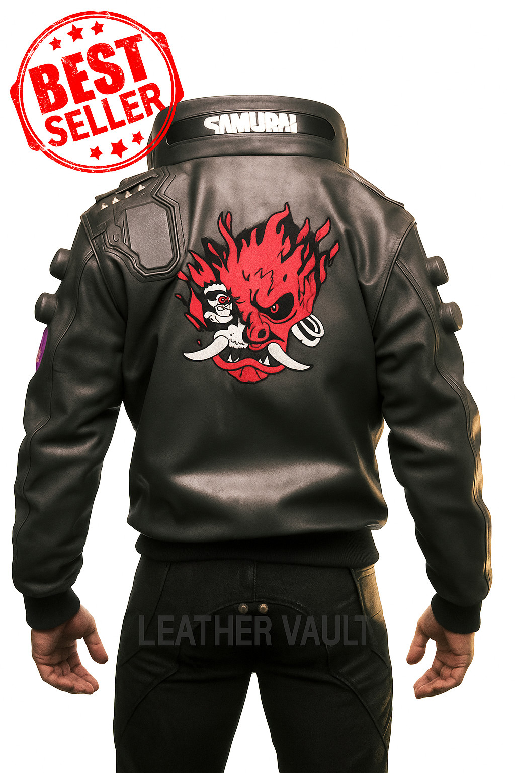 SAMURAI V's Men's Faux Leather jacket Cyberpunk 2077 Bomber Gaming Fans Cosplay