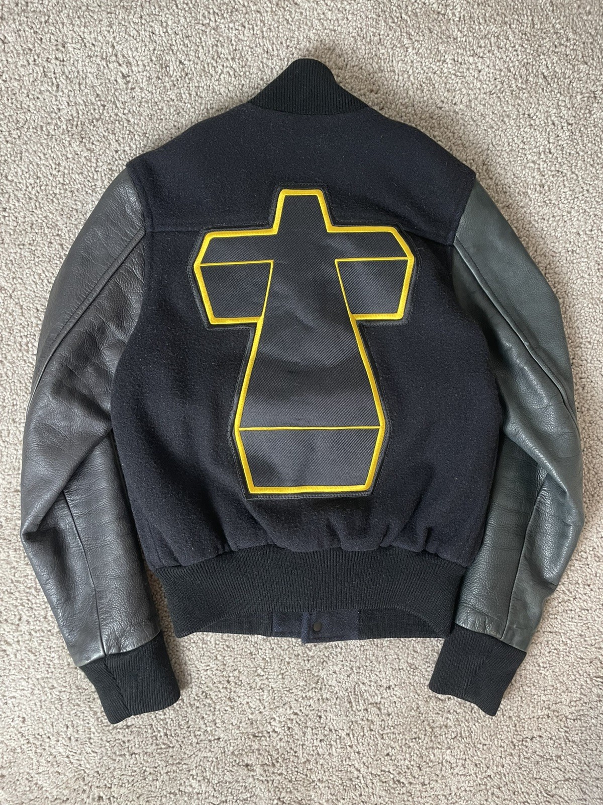 Justice x Schott NYC Cross Varsity Jacket Leather Wool XS Rare $595