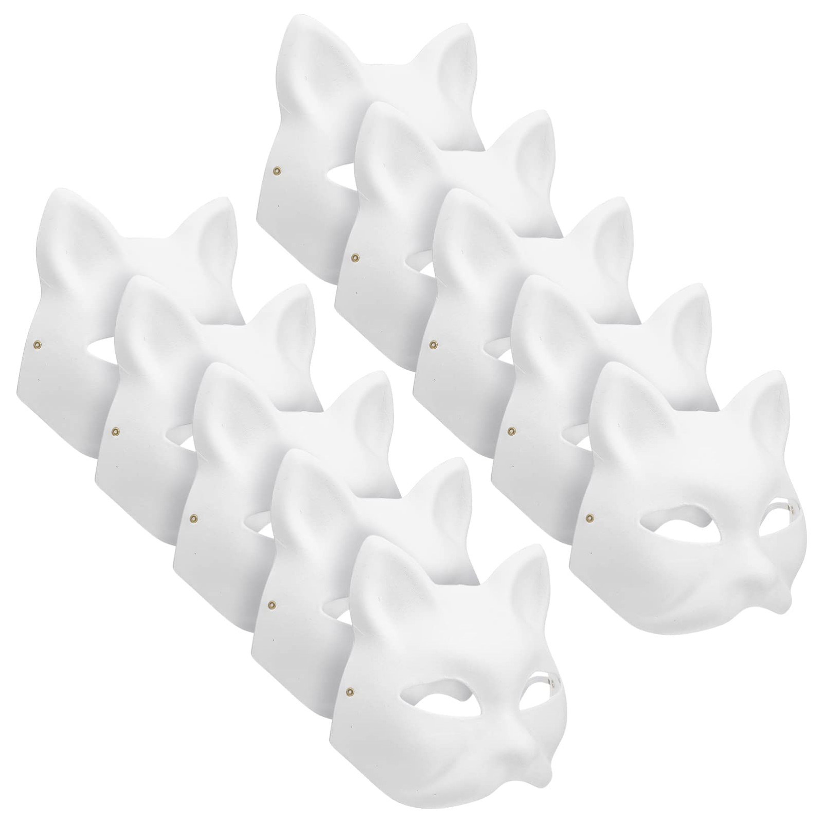 MAELSTROM 10Pcs Cat Masks Therian Mask White Animal Base Adults, A-10pcs 