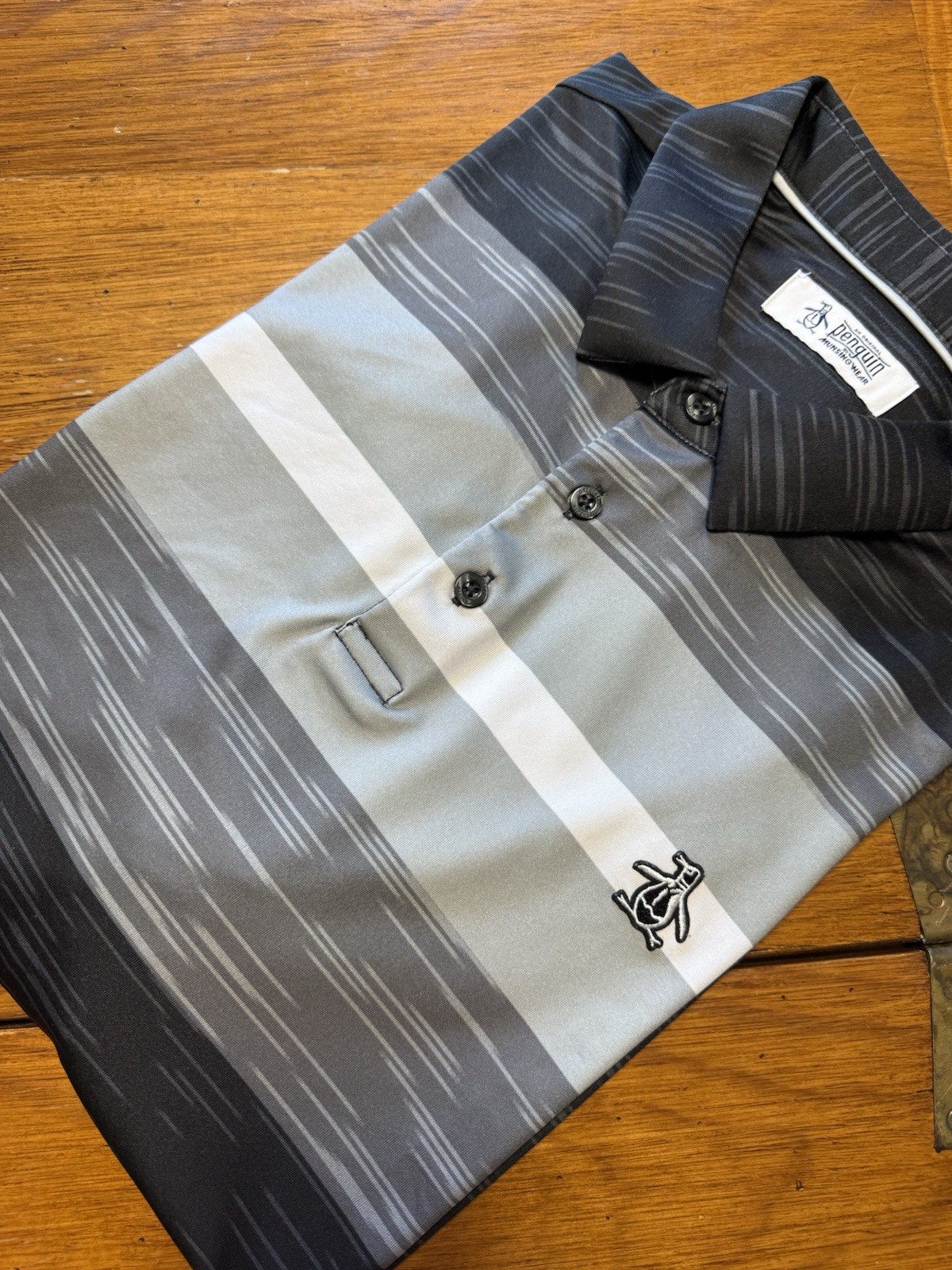 Original Penguin By Munsingwear Men’s Polo Shirt XL Gray Striped