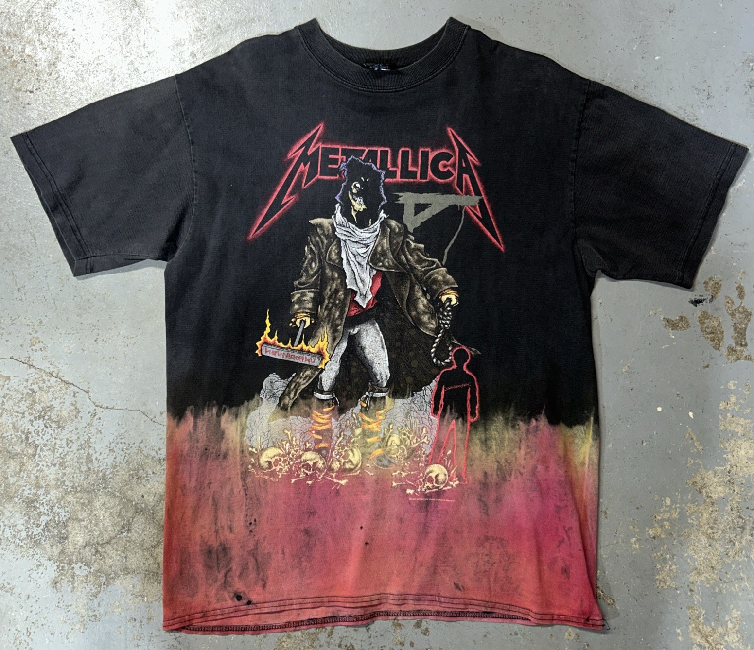 Vintage 1992 Metallica Size XL Pushead Unforgiven Flames T-Shirt Crystal Rain