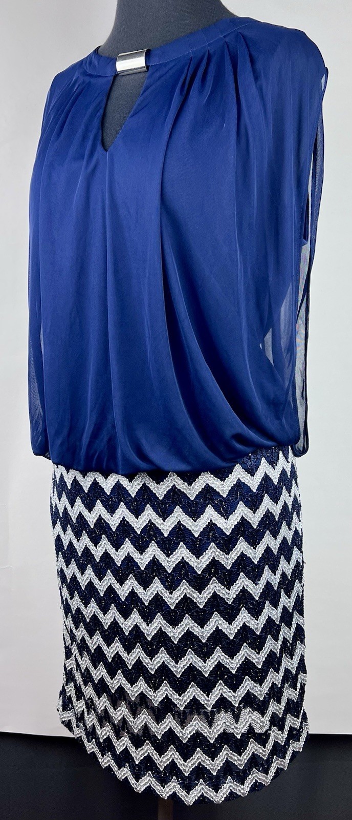 Perceptions NY Women\'s Dress Sz. 12 Sleeveless Blue Flowy Top Hugging Skirt
