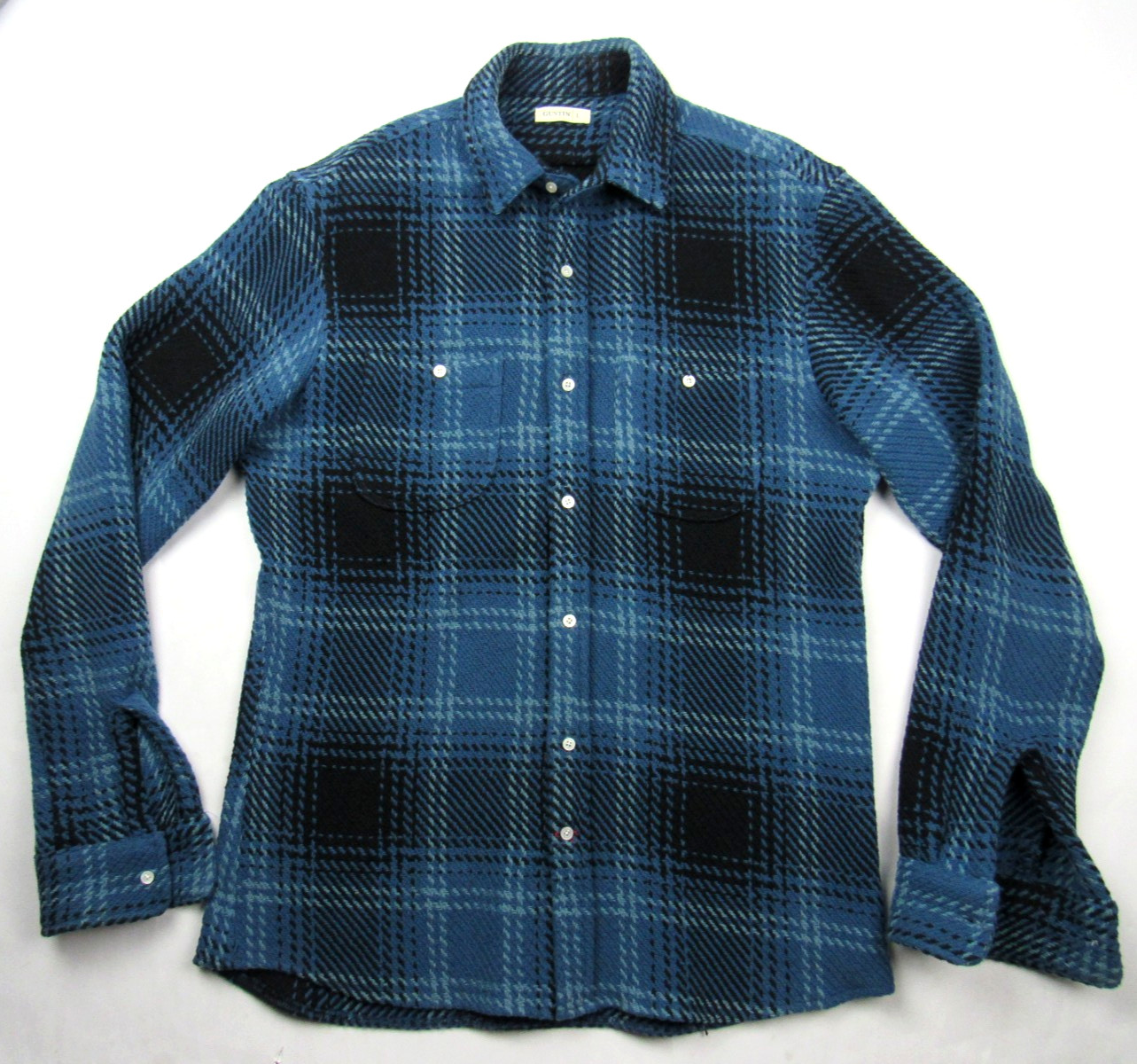 Gustin Monster Rope Shirt Retro Plaid Men’s Size L #1260 Bluescale USA Made