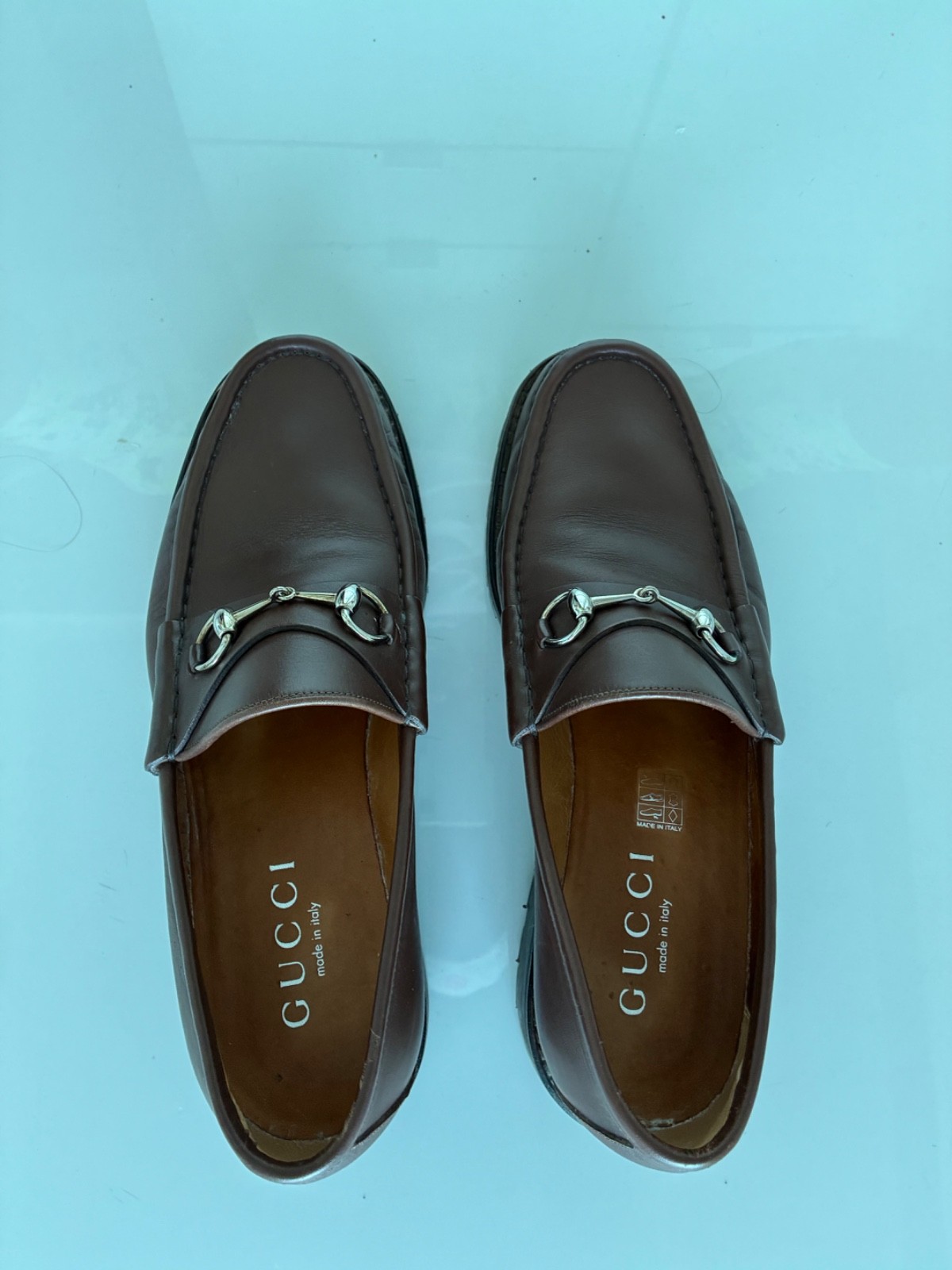 Men\'s Gucci Horse Bit Brown Leather Loafers Size 11 1/5 US Made In Italy