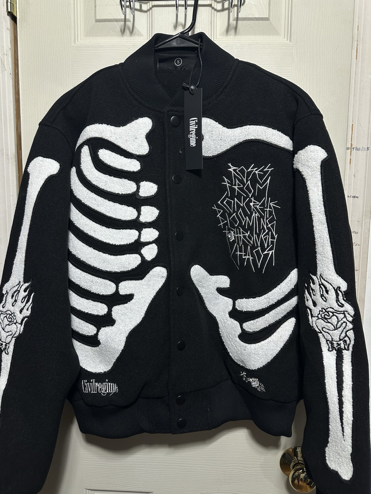 Civil Regime 6 Feet Under Varsity Jacket Black Size Small RARE SIZE Halloween
