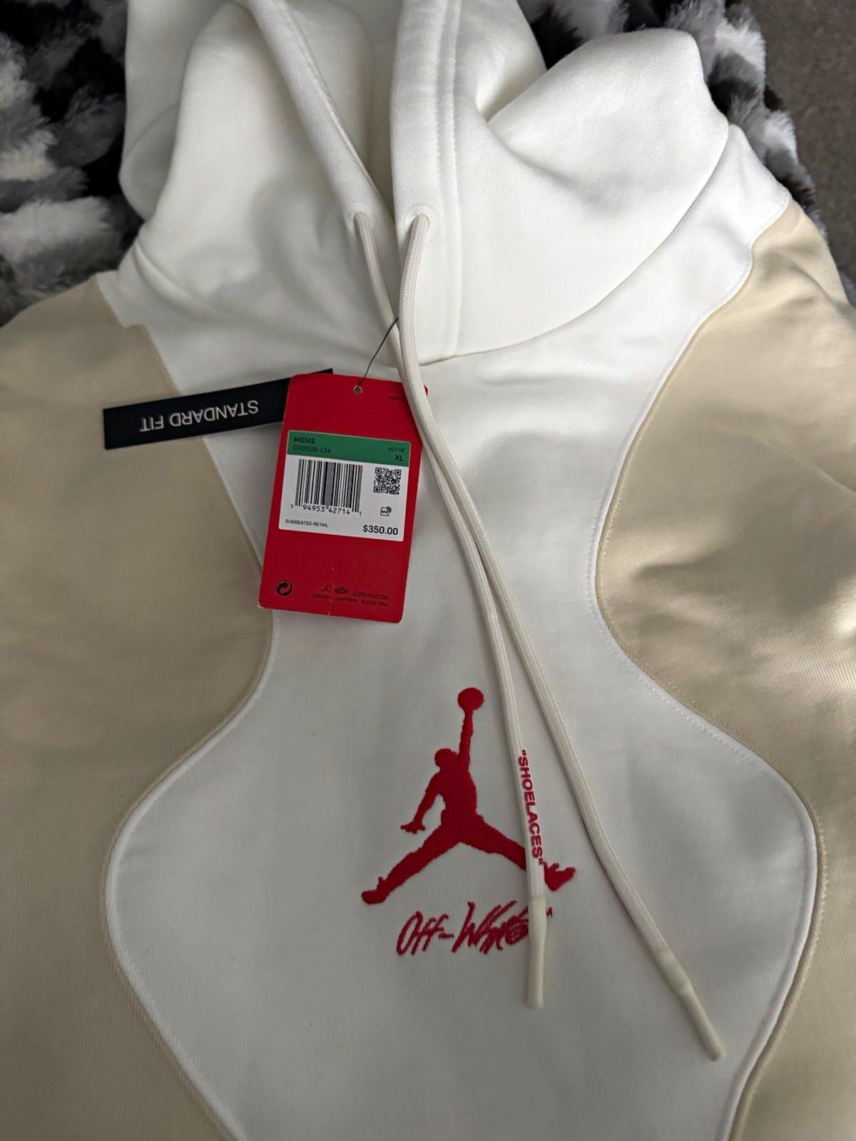 Jordan x Off-White Satin Colorblock Pullover Hoodie Jumpman Logo XL CV0551-134