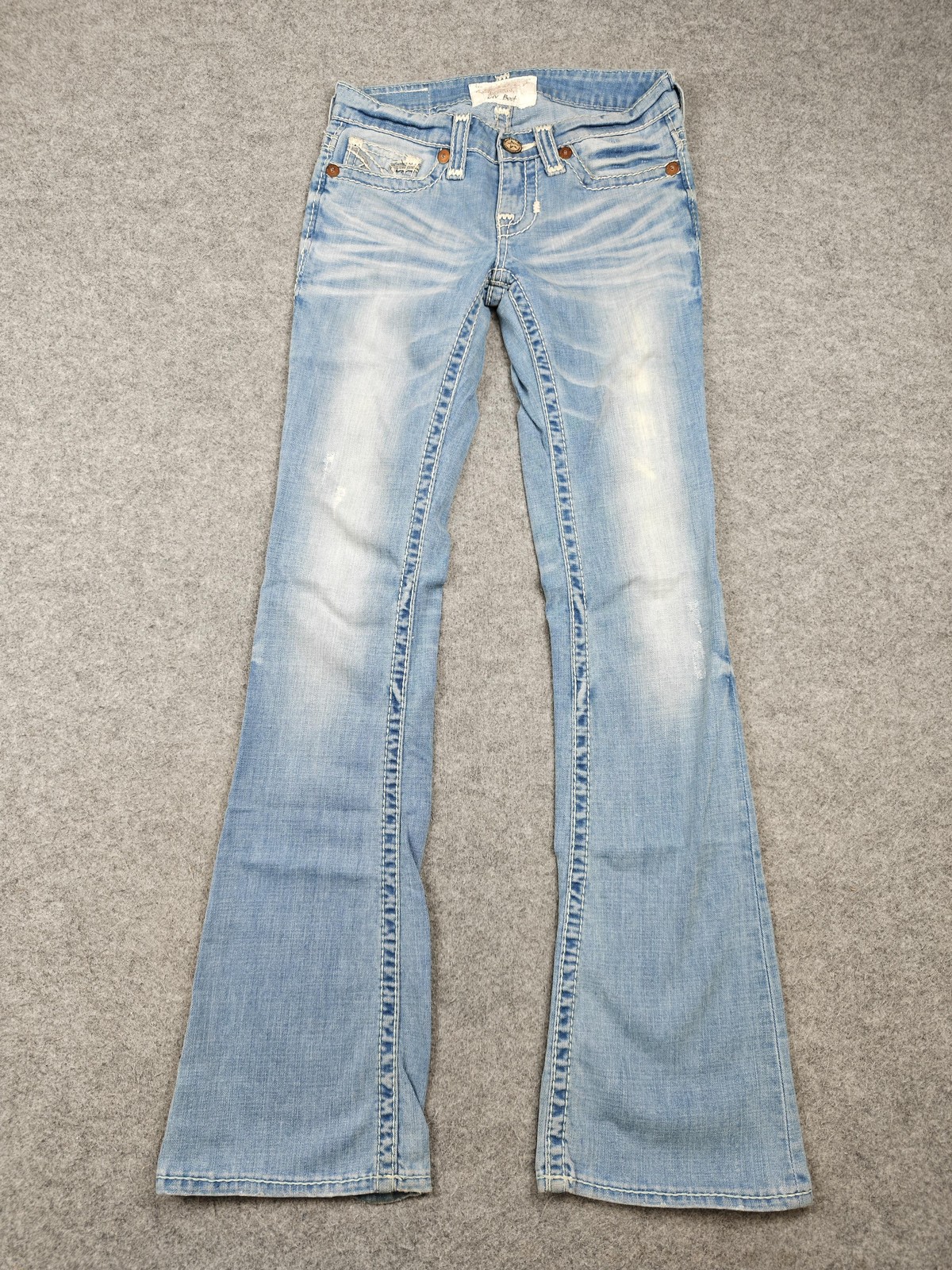 BIG STAR Jeans Womens 26 Blue Liv Boot Slim Bootcut Distressed 33 Inseam