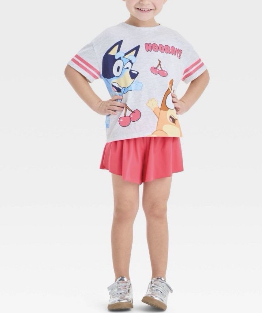 Toddle Girls 2pc Bluey Cherry Athletic Shorts Set - Pink Size 5T