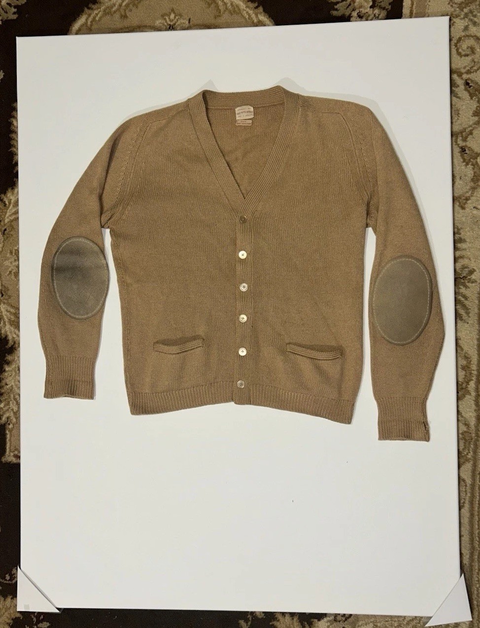 VTG Saks Fifth Avenue Pure Camel Hair Cardigan Sweater Made England AS IS Holes