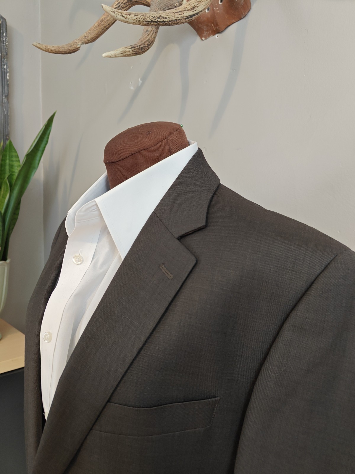 Black Brown 1826 Mens Wool Sports Coat 40R 2 Button Dark Brown Worsted Blazer
