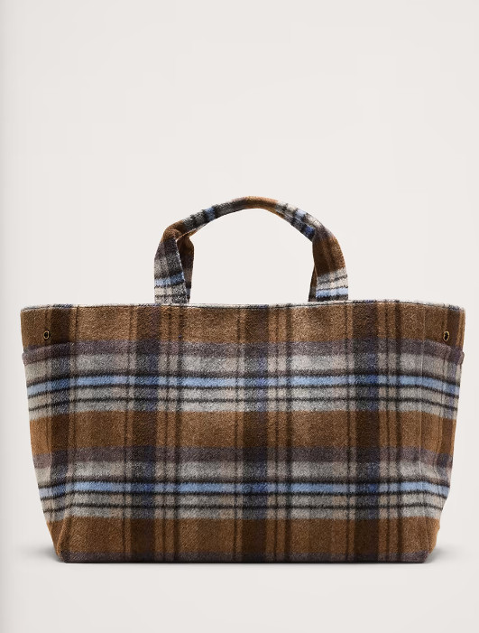 Hot Selling Banana Republic Plaid Airplane Tote By Hat Attack - Brown Plaid