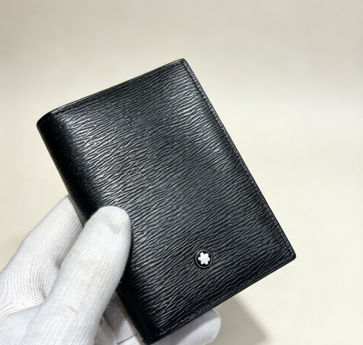Montblanc Meisterstuck 4810 Black Leather 4CC Card Holder Men\'s Wallet New