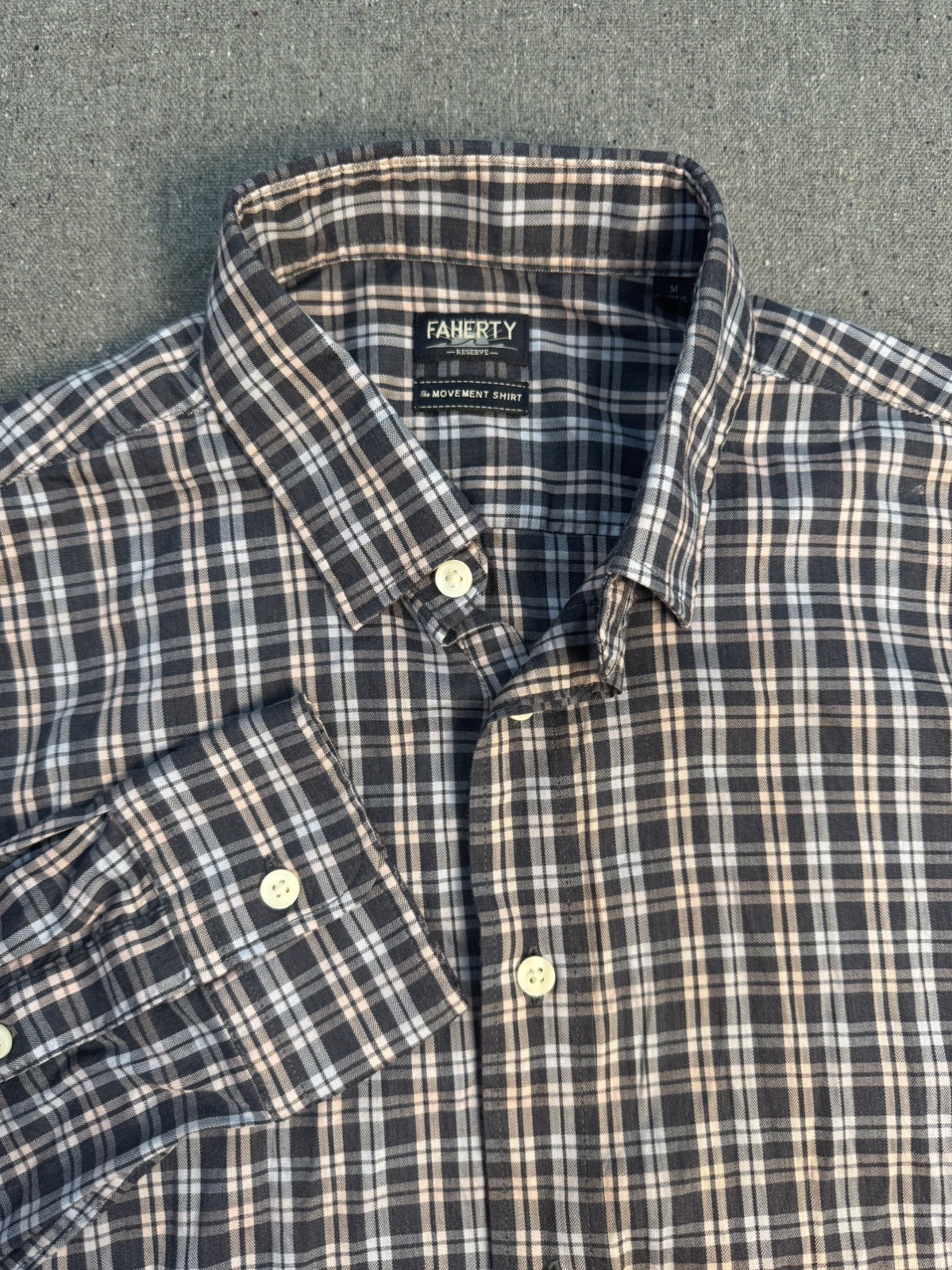 Faherty The Movement Shirt - Polar Lights Plaid Size M Stretch Soft
