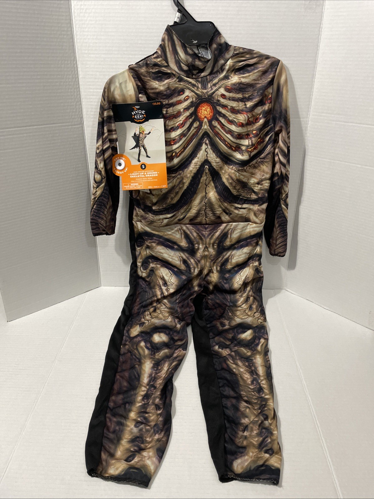 NWT Hyde & Eek Kids Light Up/Sound Skeletal Dragon W/Mask & Wings Size S (4-7)