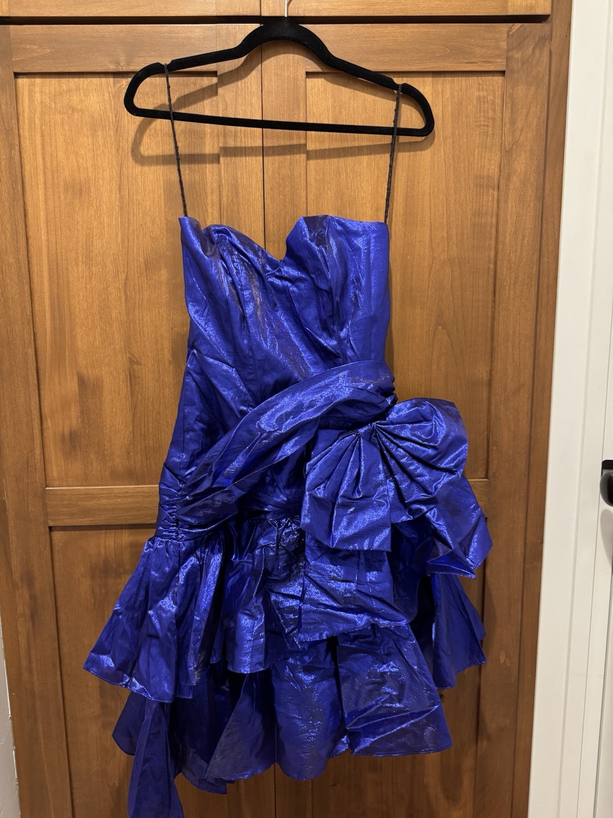 Vintage Zum Zum Dress - Strapless Purple Lamé Asymmetrical  skirt with bow