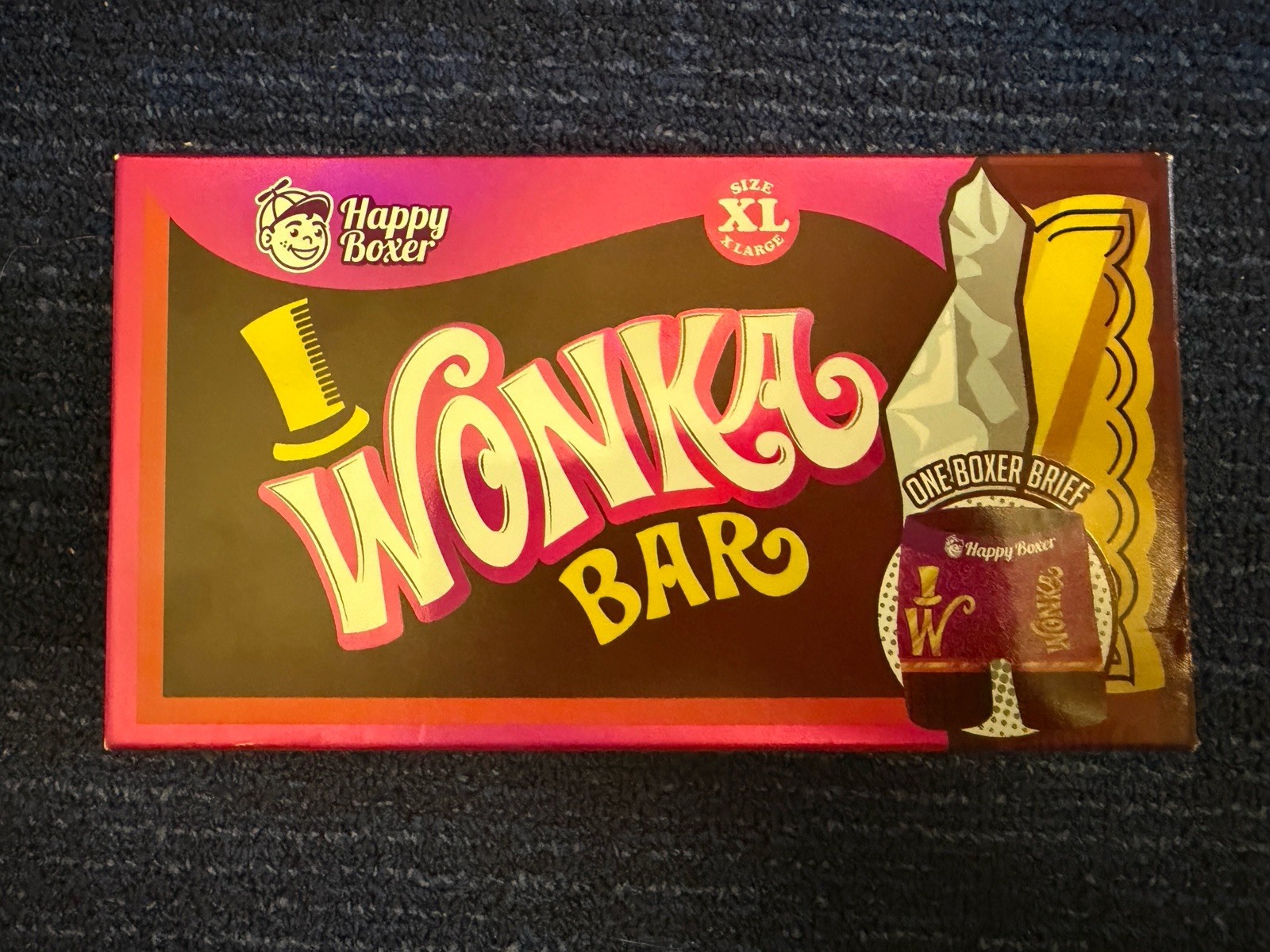 Happy Boxer WILLY WONKA CHOCOLATE BAR Boxer Brief (Men’s XL) NEW IN GIFT BOX
