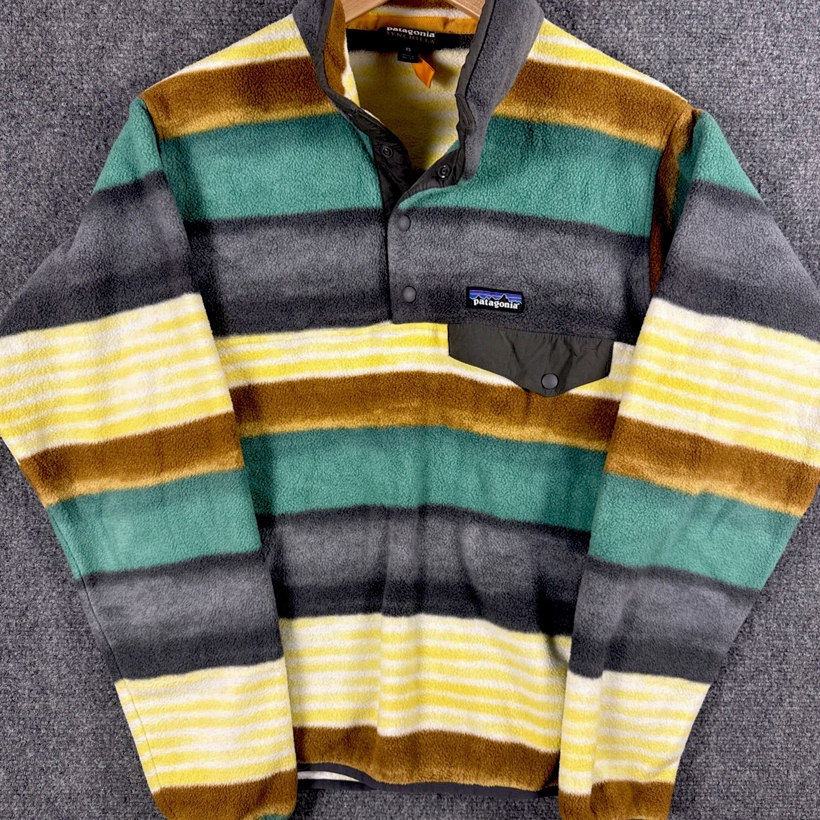 Patagonia Synchilla Snap-T Fleece Pullover Painted Fitz Stripe Forge Grey Men\'s 