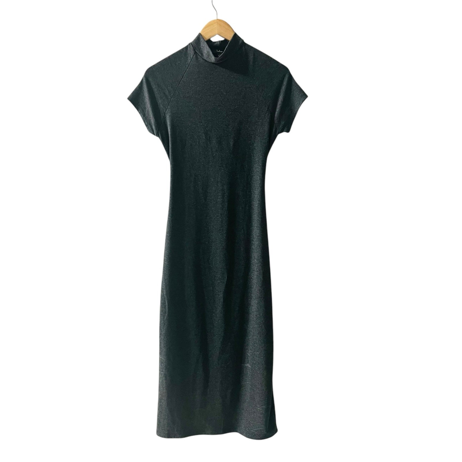 Lulus Gray Mock Neck Back Cut Out Midi Dress Size L Large