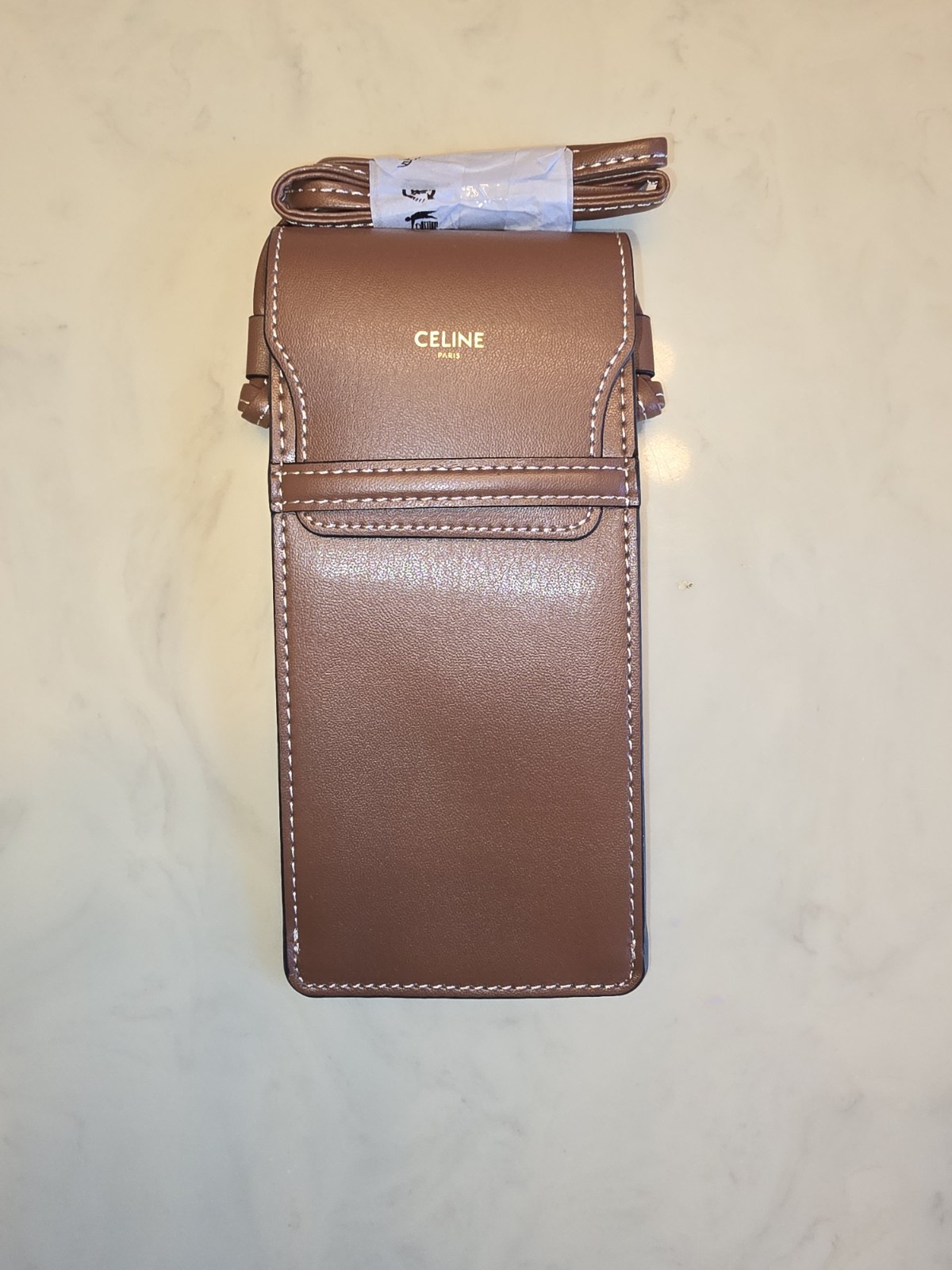 New Celine Tan Phone/Sunglasses Pouch with Strap