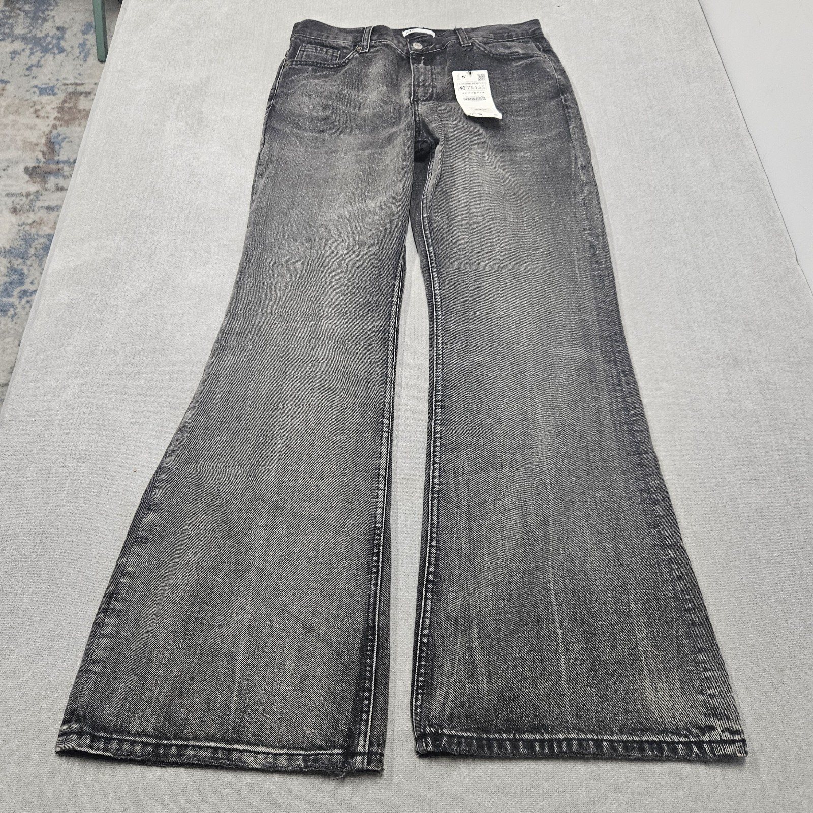 NWT ZARA Rigid Flare Jeans US 8 Medium Wash Mid Rise Full Length Vintage Look 