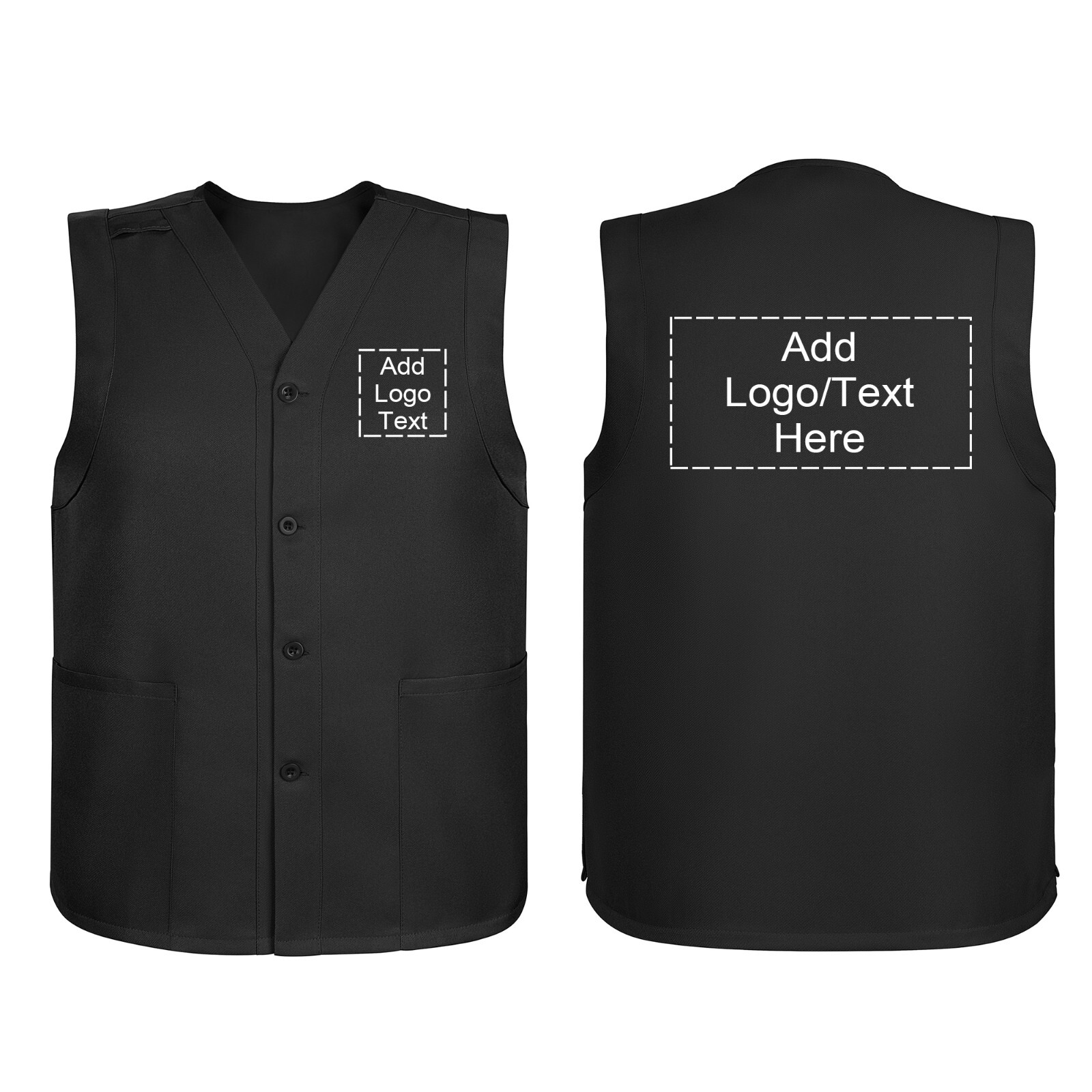 Custom Work Vest PRINTED Unisex Button Volunteer Vest Personalized Workwear