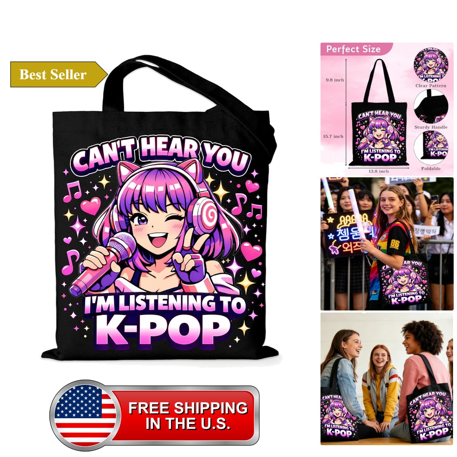 Kpop Gifts Tote Bag for Teen Girls K Pop Bookbag K Pop Christmas Girl Gifts