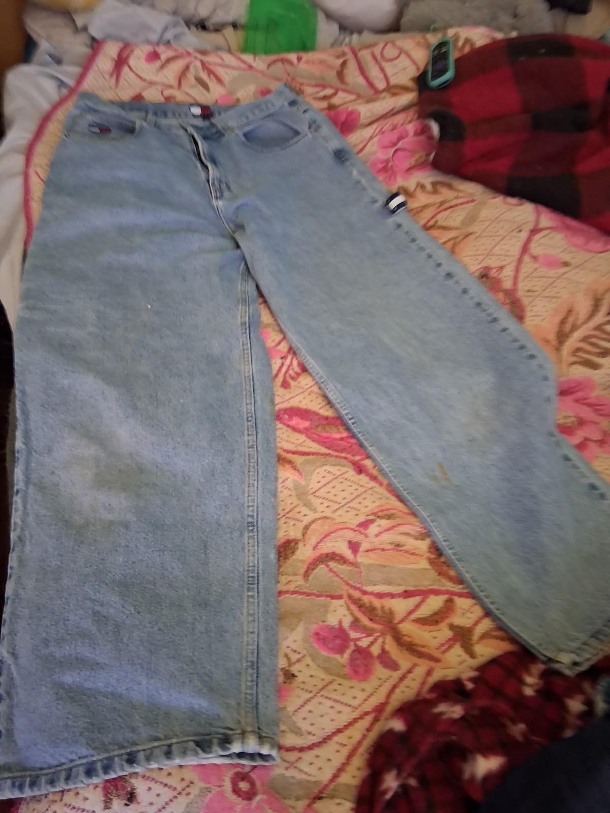 Tommy Hilfiger Carpenter Vintage 90s Light Wash Jeans 31x30 Zipper  