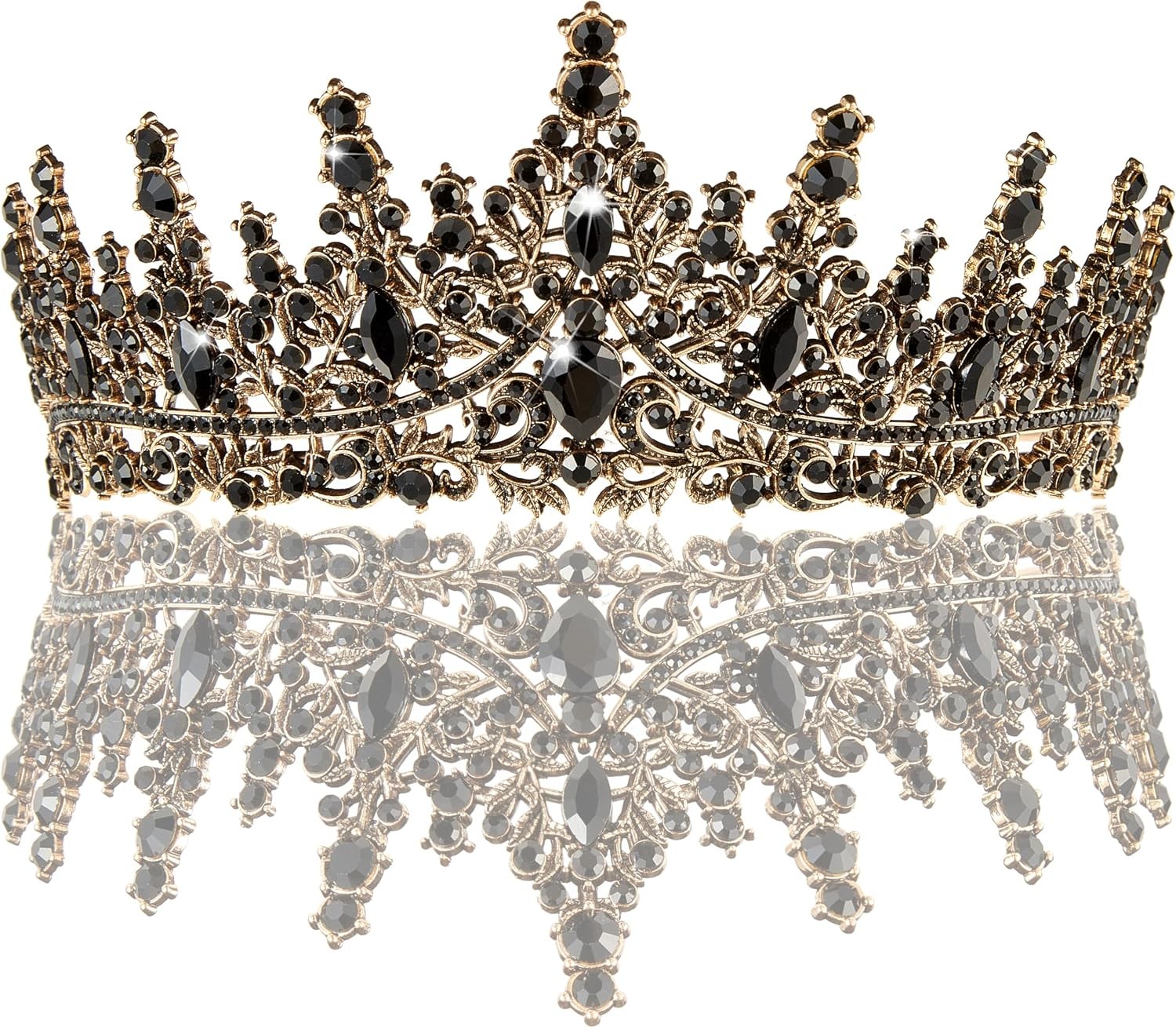 Fesciory Birthday Crown for Women, Gold Plated Crystal Tiara with Sash