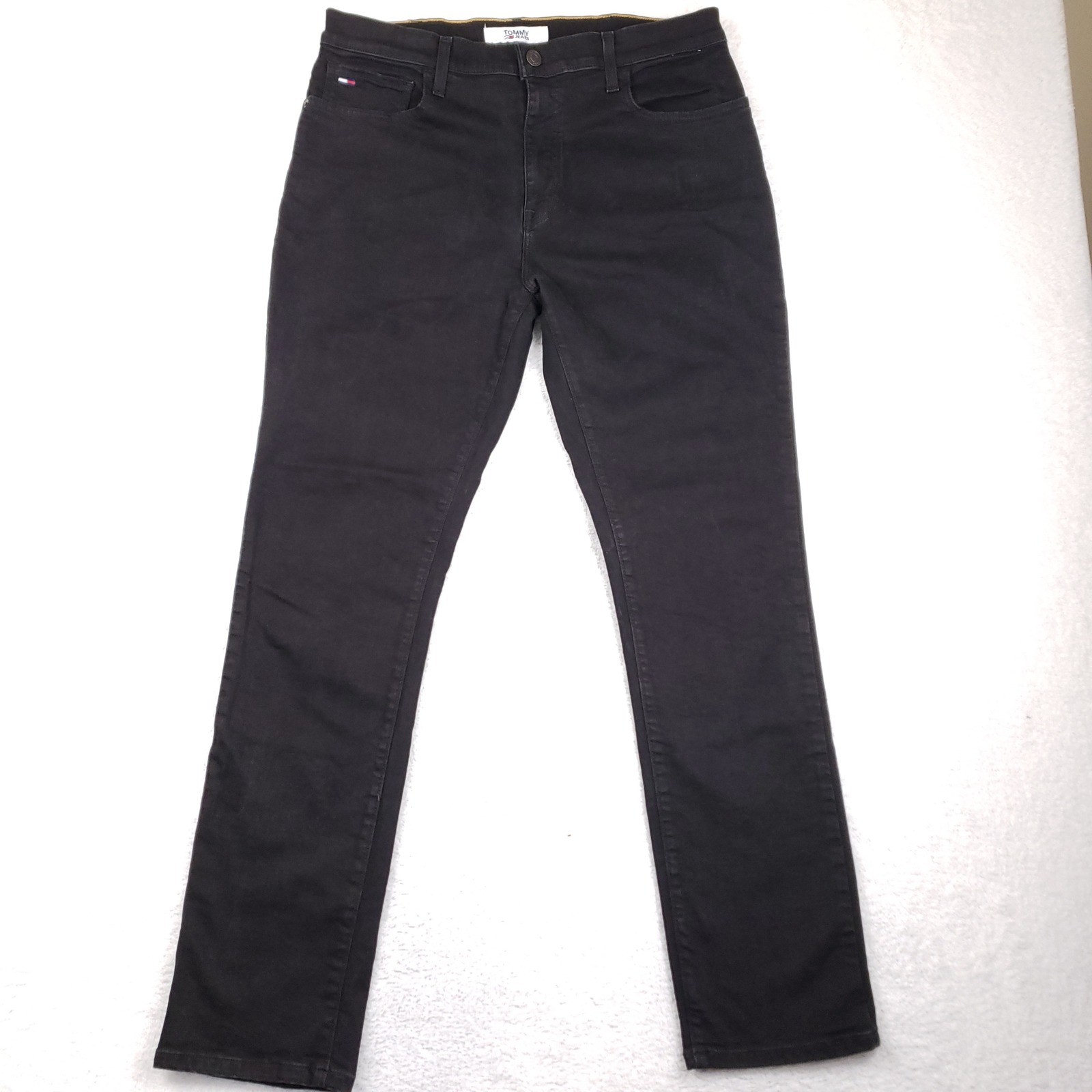 Tommy Jeans Mens Straight Leg Black Denim Pants 36x32 Streetwear