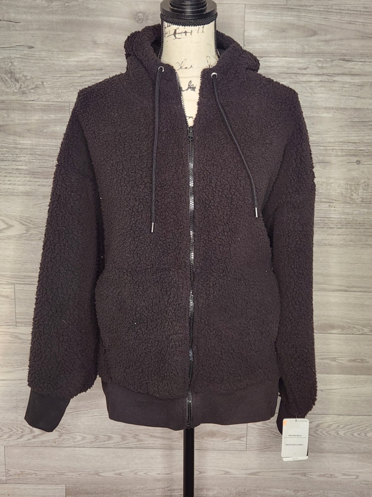 C9 by Champion Women\'s Black Sherpa Fleece Zip-Up Hooded Jacket Size XS New