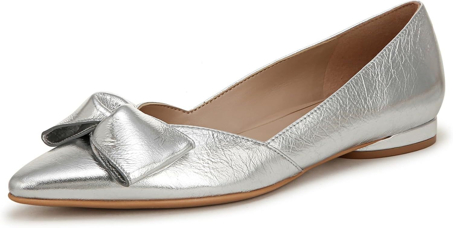 Naturalizer Women\'s Silver Havana Bow Flats NW/OB  6.5M