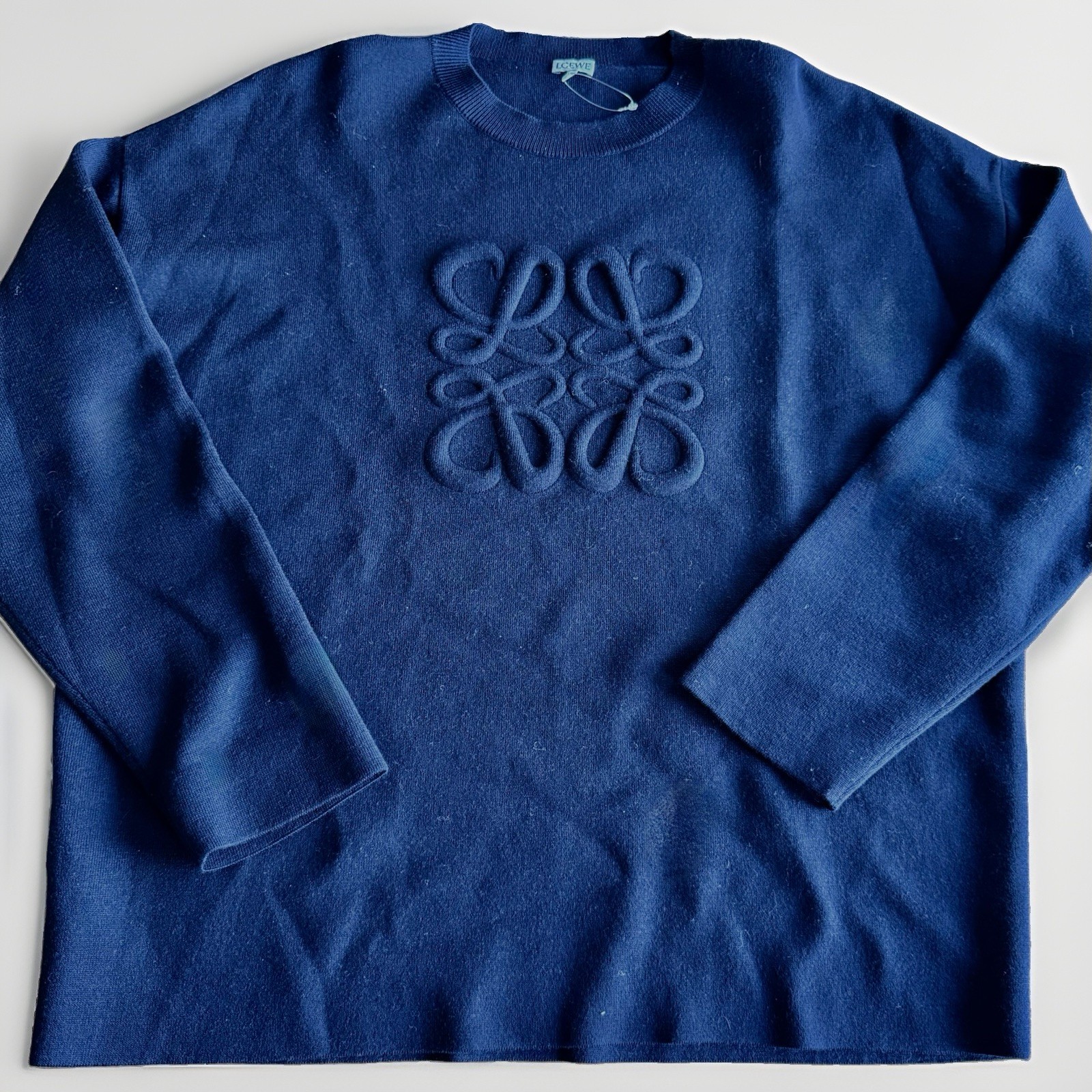 Loewe Wool Sweater Navy Embossed Logo XL